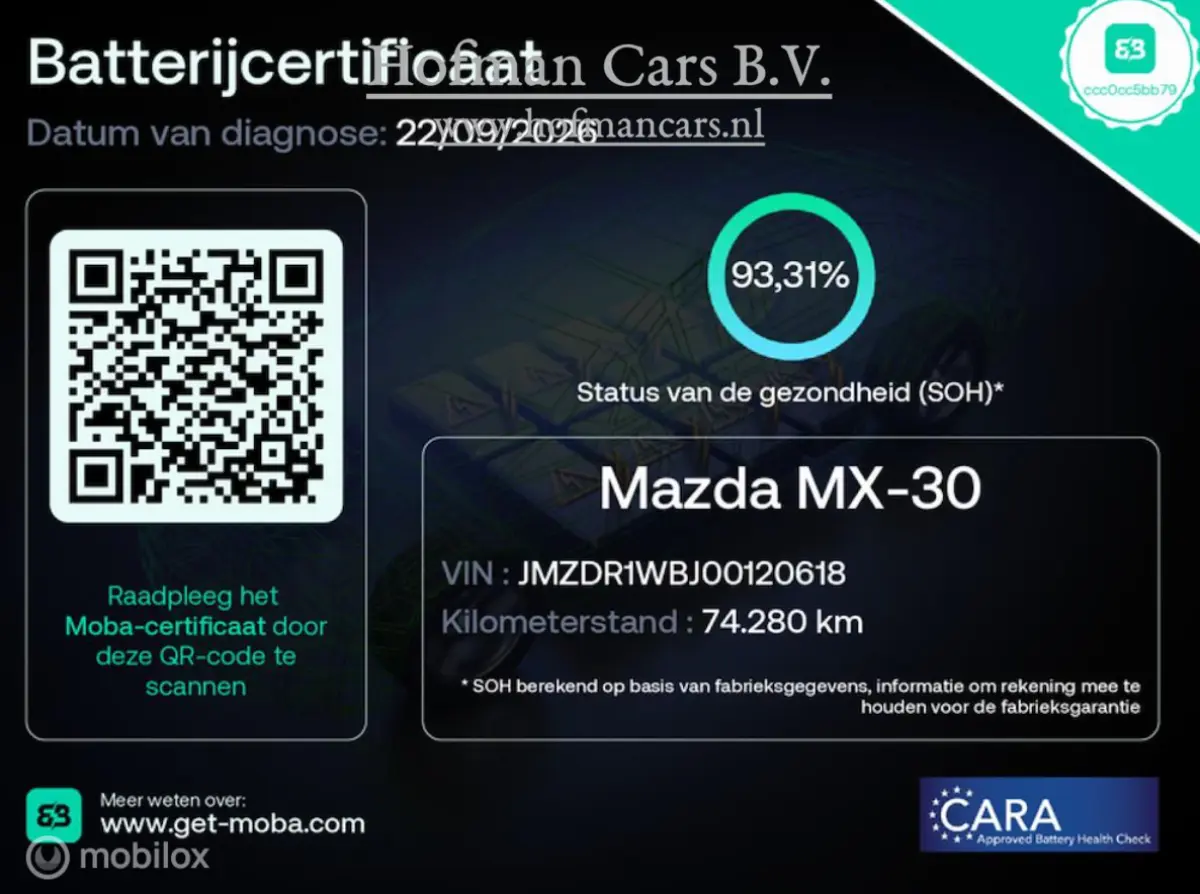 e-SkyActiv 145 36kWh | SOH 93,31% MOBA | HUD | Leder | Elektrisch pakket | 74.279 KM