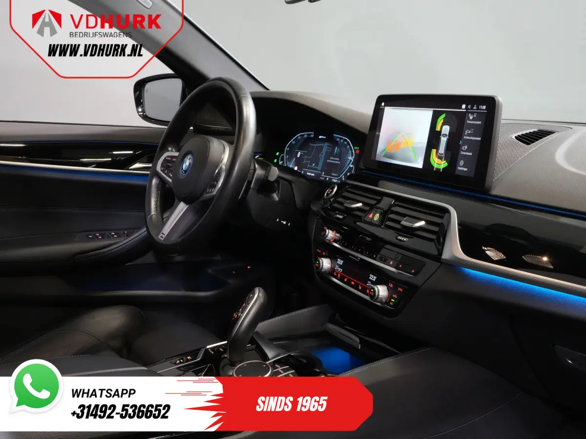 530e Hybrid 292 pk/ M-Sport & Shadow pak/ Garantie/ Onderhoud/ Pano/ Laser/ HUD/ H&K/ Leer/ Stoelverw./ Carplay/ Navi/ Clima/ Camera/ Trekhaak/ Alarm/ 20"