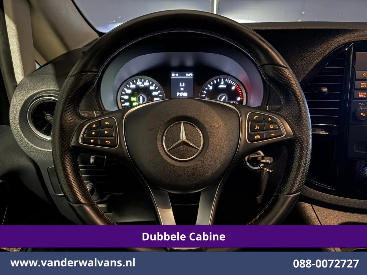 116 CDI 164pk L2H1 Dubbele cabine Automaat Euro6 Airco | 5-Zits | Camera | 2x Zijdeur | LED | Apple Carplay 2500kg Trekhaak, Cruisecontrol, Android Auto, Lederen Bekleding, Parkeersensoren