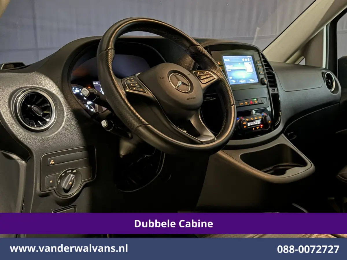 116 CDI 164pk L2H1 Dubbele cabine Automaat Euro6 Airco | 5-Zits | Camera | 2x Zijdeur | LED | Apple Carplay 2500kg Trekhaak, Cruisecontrol, Android Auto, Lederen Bekleding, Parkeersensoren