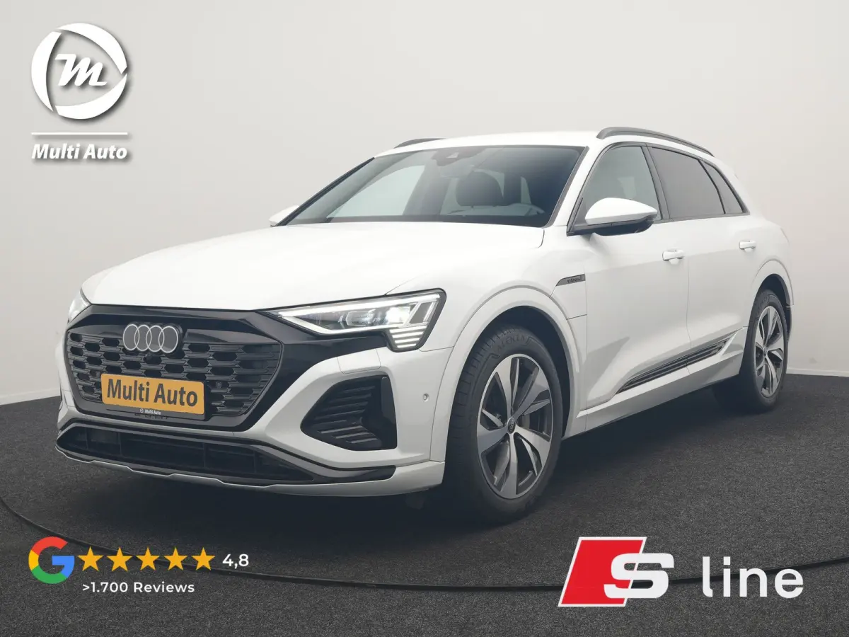 55 Quattro S Line 115 kWh 408pk Dealer O.H. | Adaptive Cruise | Matrix LED | 360 Camera | Bang & Olufsen | Alcantara Sportstoelen Memory & Verwarmd | Sfeerverlichting | Keyless | BLIS | Navi