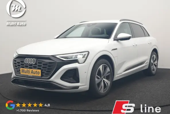 55 Quattro S Line 115 kWh 408pk Dealer O.H. | Adaptive Cruise | Matrix LED | 360 Camera | Bang & Olufsen | Alcantara Sportstoelen Memory & Verwarmd | Sfeerverlichting | Keyless | BLIS | Navi