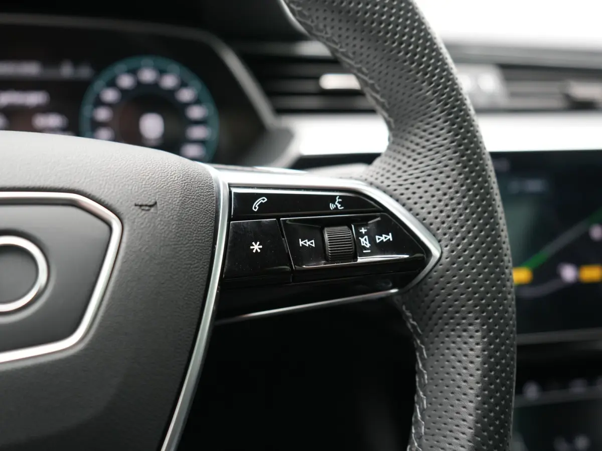 50 quattro S Line 95 kWh 340pk Dealer O.H. | Panodak | Luchtvering | 360 Camera | Matrix LED | Alcantara Sportstoelen Verwarmd | Keyless | Sfeerverlichting | Apple Carplay | Navigatie | DAB 