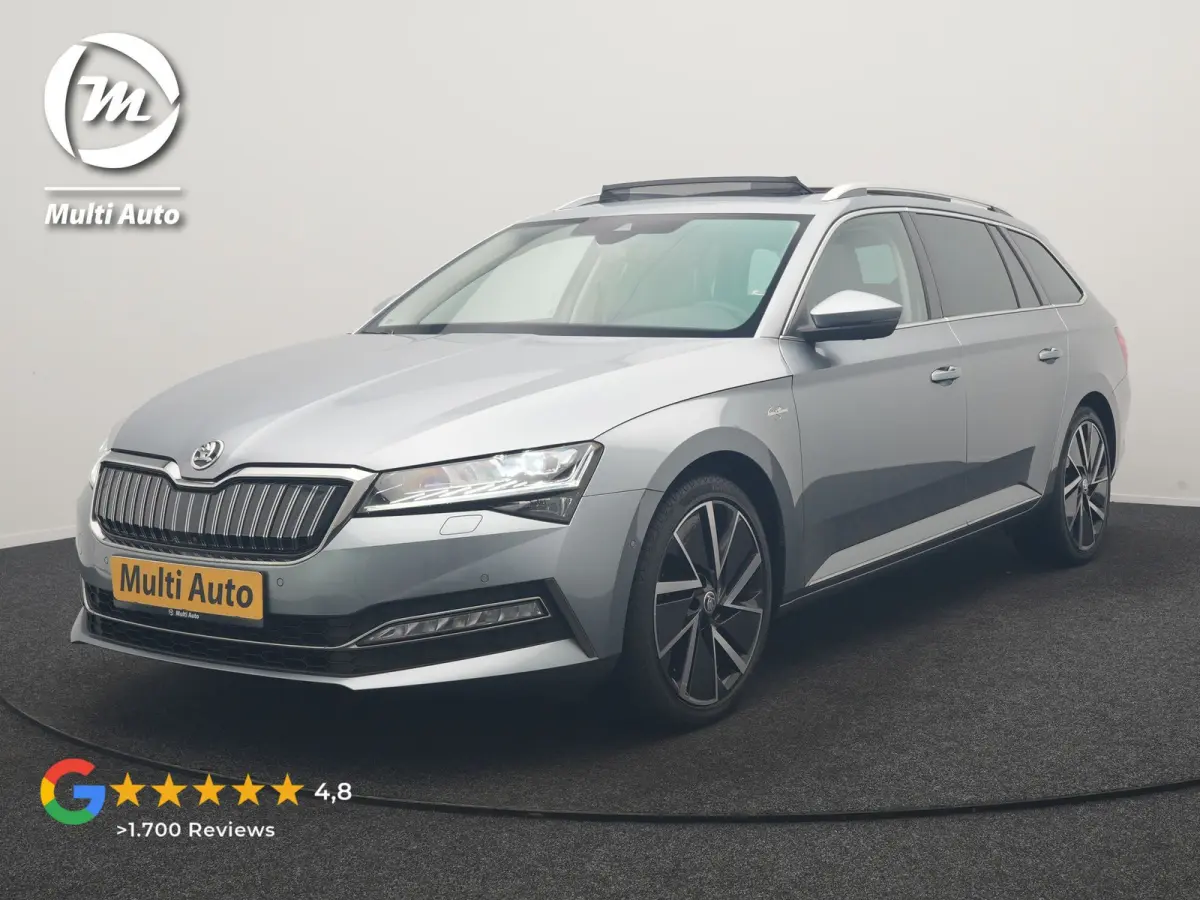 1.4 TSI iV Laurin & Klement PHEV 218pk Dealer O.H. | Trekhaak Af Fabriek | Panodak | Adaptive Cruise | 360 Camera | Canton Audio | Lederen Comfortstoelen Memory & Massage & Ventilatie | Sfee