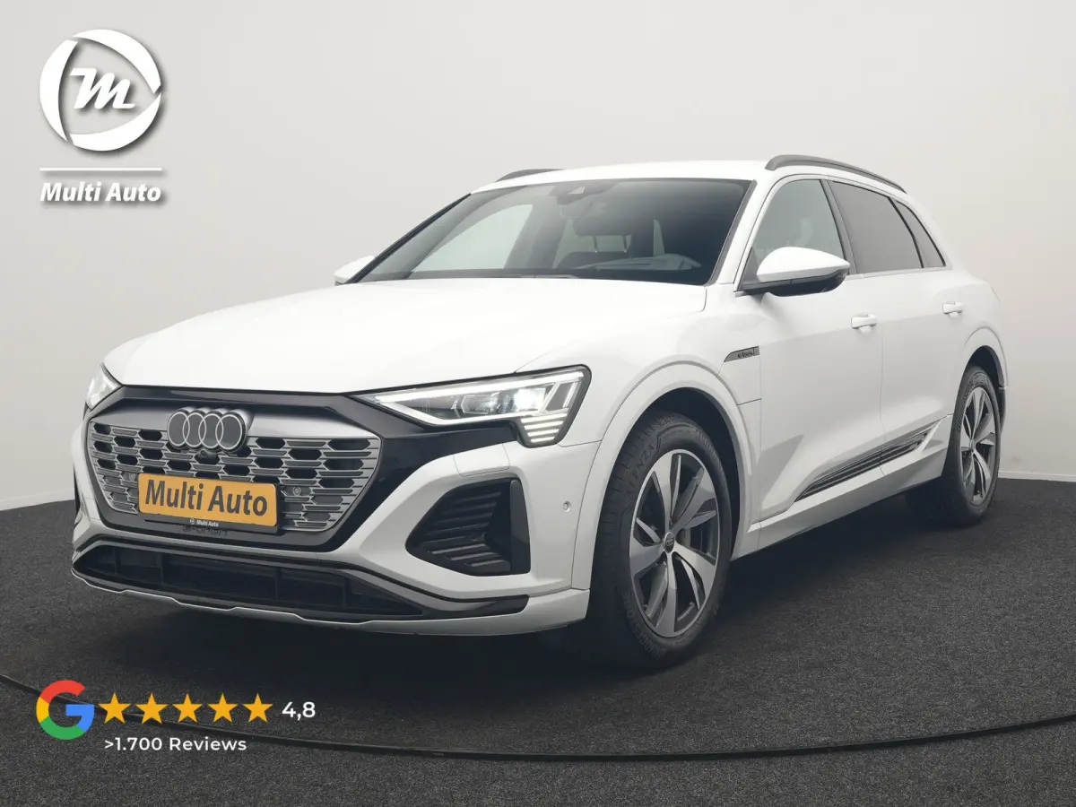 55 quattro S Line 114 kWh Dealer O.H | Trekhaak Afn. | Luchtvering | 360 Camera | Head Up | Adaptive Cruise | Matrix LED | Alcantara Sportstoelen Verwarmd | Apple Carplay | Keyless | Blis | 