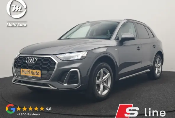 55 TFSI e S Line PHEV 367pk Dealer O.H | Trekhaak Af Fabriek | Adaptive Cruise | 360 Camera | Bang & Olufsen | Matrix LED | Lederen Sportstoelen Memory & Verwarmd | Apple Carplay | Keyless |