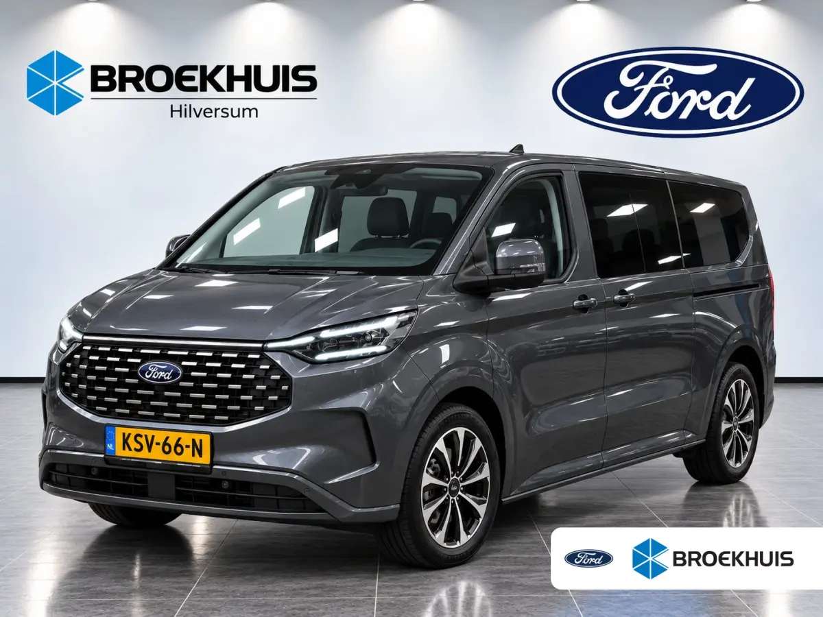 Tourneo 340 2.5 PHEV L2H1 Titanium X 233pk | Elekt. schuifdeuren | Elekt. Trekhaak | B&O Audio | 5 jaar / 150000km garantie | Leder | Adaptive Cruise | Dodehoek Detectie | Winterpack