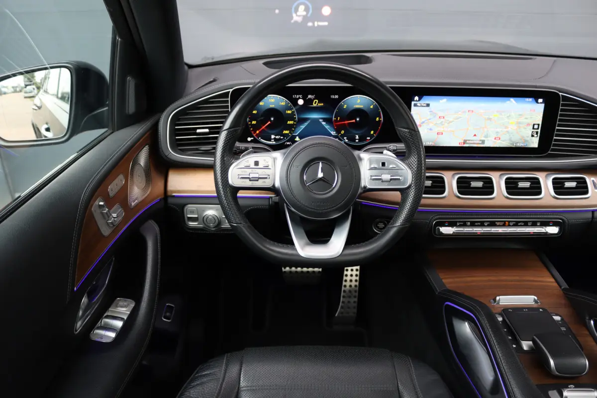 400 d 4MATIC AMG Line Premium+ | 7pers | Luchtvering | Distronic+ | Massage | Stoelventilatie | Memory | Burmester | HUD | Trekhaak | Soft-Close | Vlakkenverwarming | Surround Camera |