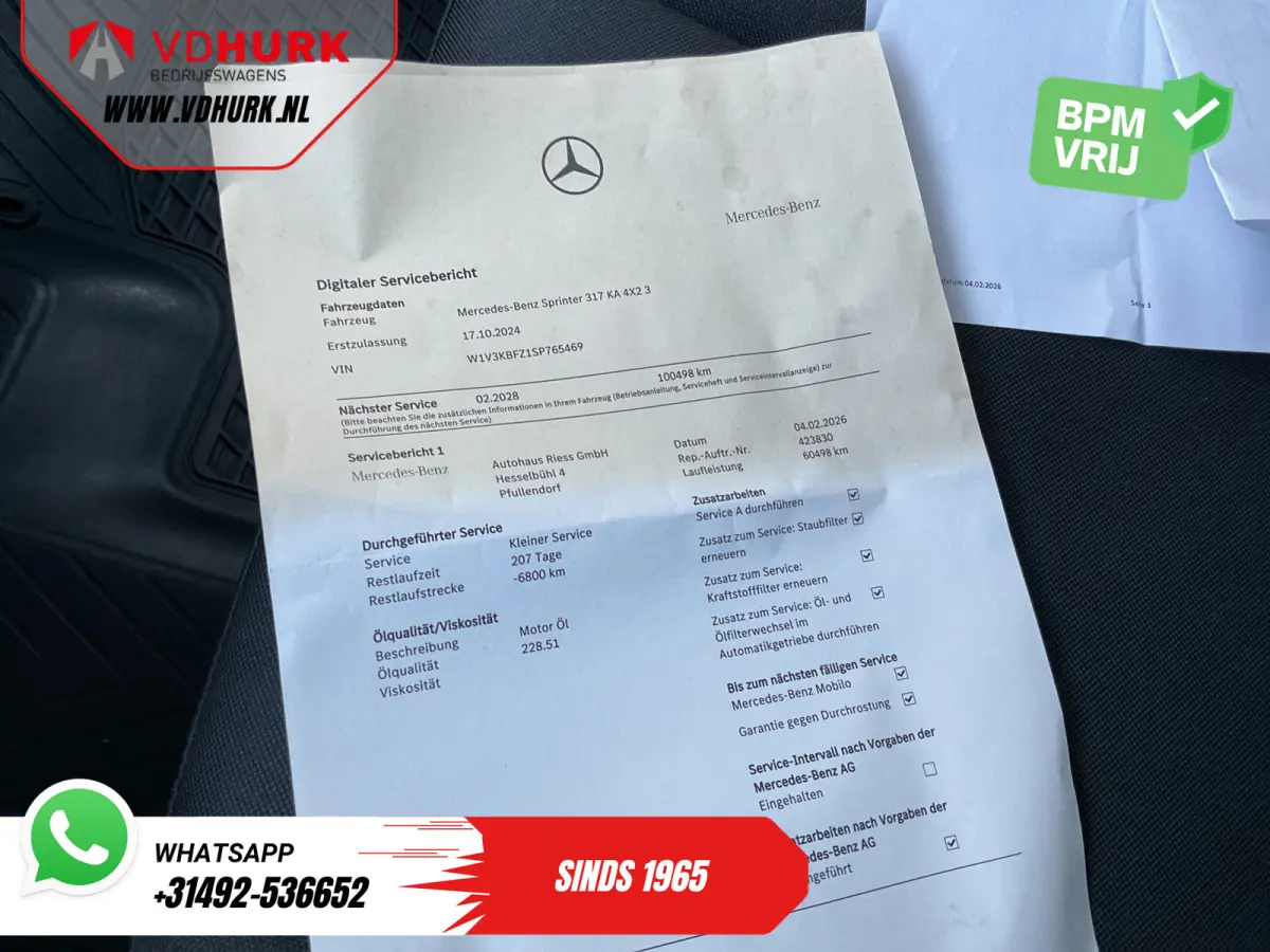 317 CDI Aut. L2H2 LED/ Gev.stoel/ Stoelverw./ Navi/ Camera/ PDC/ 270Gr.Deuren/ Cruise/ Airco