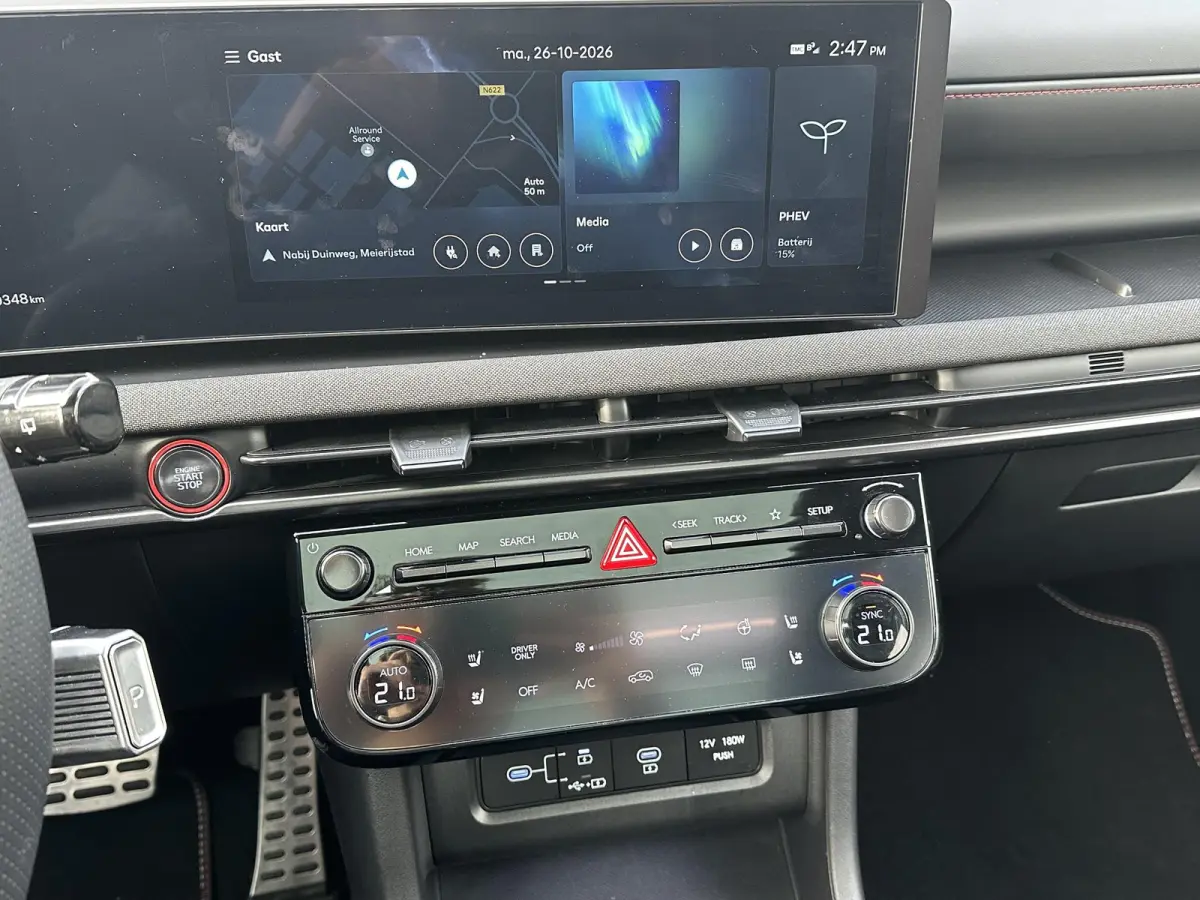 1.6 T-GDI PHEV N Line 4WD SOH 100% | FABRIEKS GARANTIE TM 07-2030 | 360 CAMERA | PANO | STOEL + STUURVERWARMING | STOEL VENTILATIE | DODE HOEK | KEYLESS | ACHTERBANK VERWARMD | KRELL AUDIO |