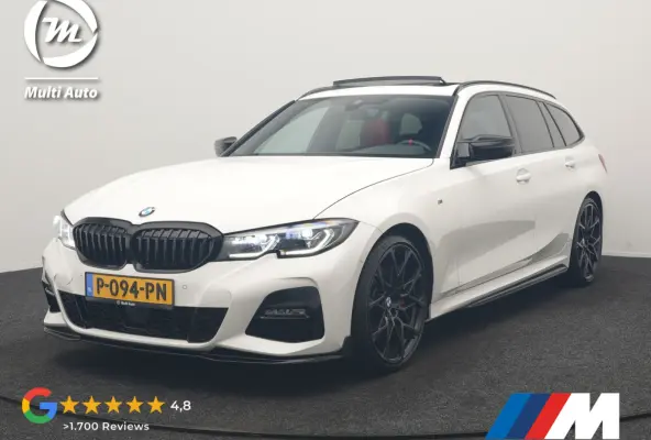 320i M Sport Perfomance Parts 184pk | Panodak | Adaptive Cruise | Laser LED | Sportuitlaat Kleppen Besturing | Lederen Sportstoelen Verwarmd | Sfeerverlichting | Apple Carplay | 20"L.M | Nav